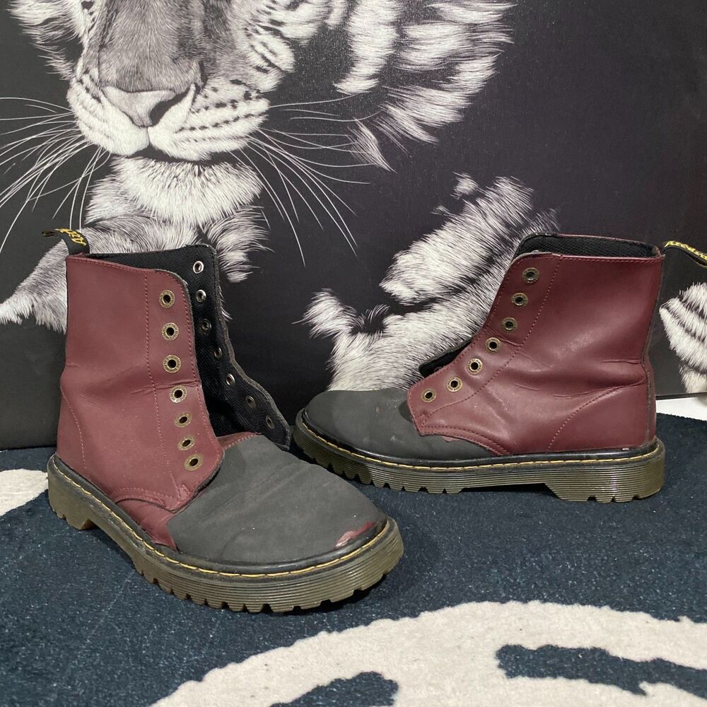 Dr. Martens Luana Combat Boot Women's 9 Red Leather Ankle Workwear Moto Biker